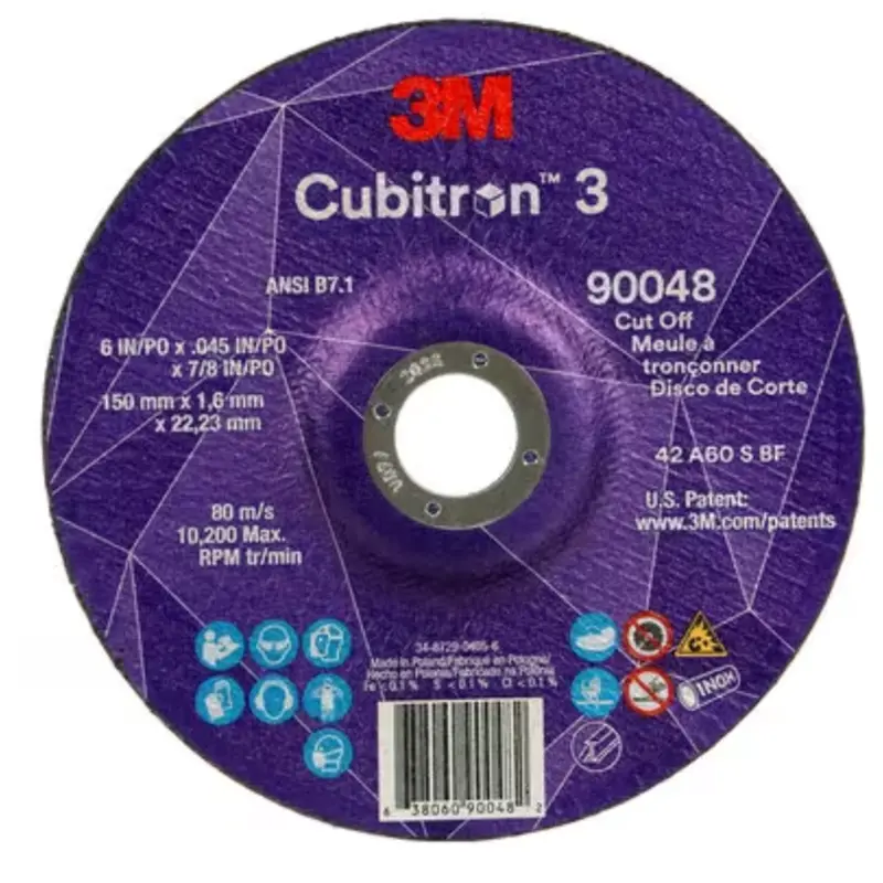 3M Cubitron II Type 27 Cut-Off Wheel, 6″ x 0.045″ x 7/8″ Arbor, Pack of 50 – 90048