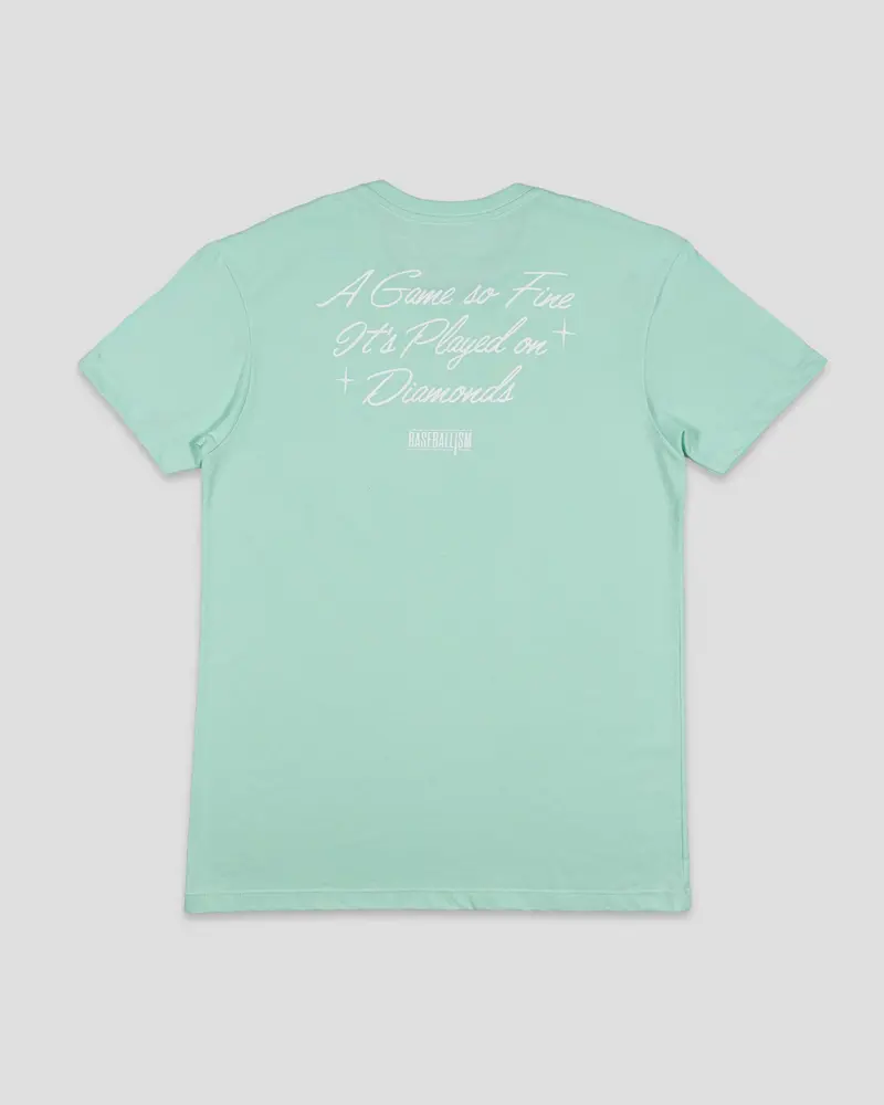 ‘A Game So Fine’ Women’s Baseball Warm-Up Tee – Teal