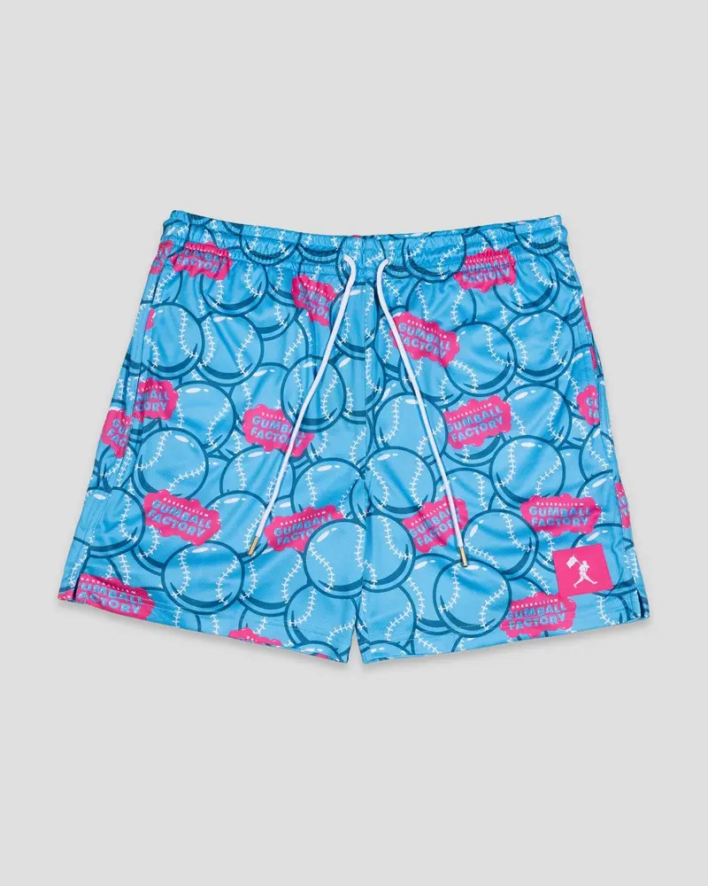 Adult Light Blue Gumball Factory Diamond Air Mesh Shorts