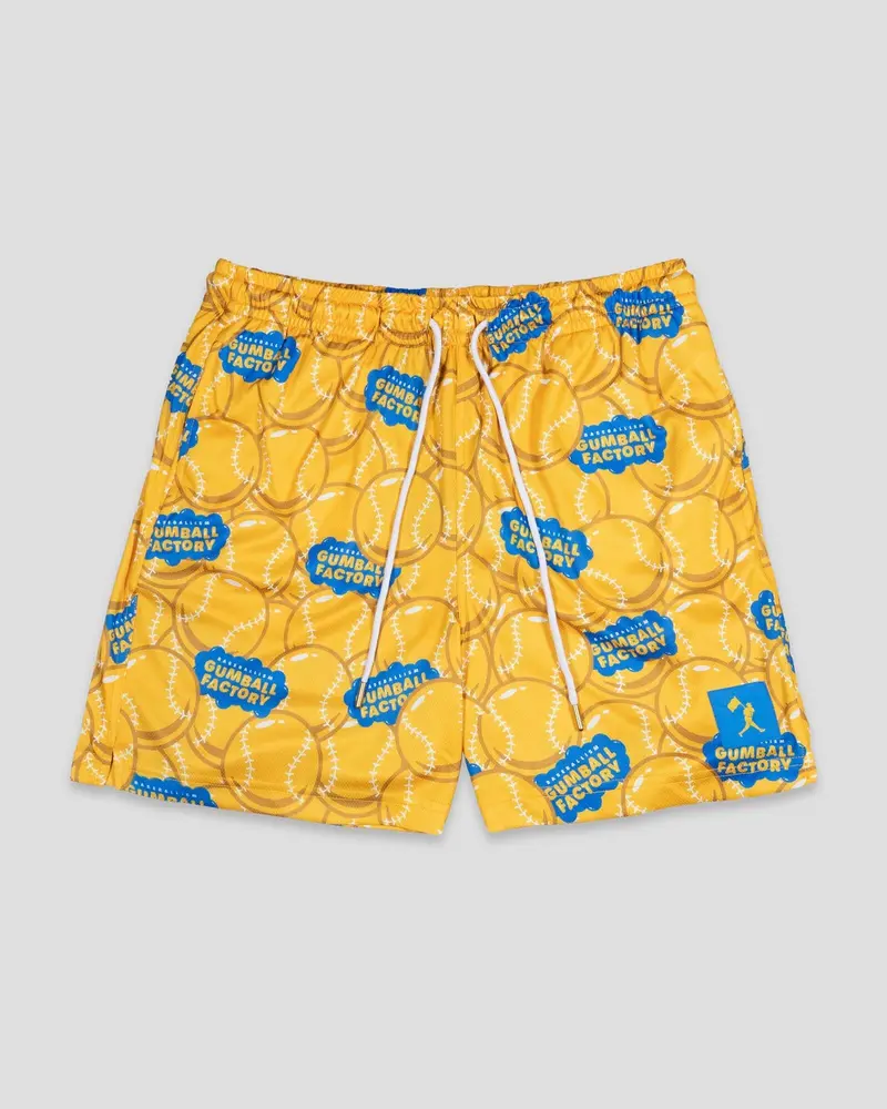 Adult Yellow Gumball Factory Diamond Air Mesh Shorts