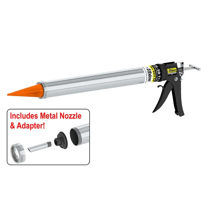 Albion Deluxe Manual Bulk Caulking Gun with Orange Cone Nozzles