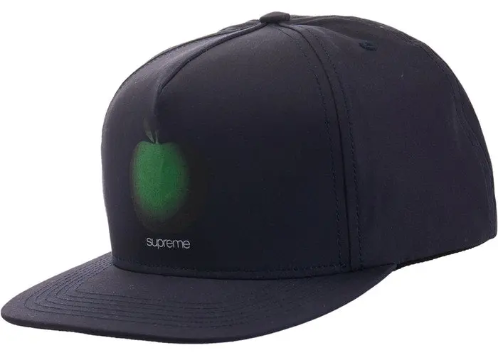 Apple Embroidered 5-Panel Snapback Cap – Navy