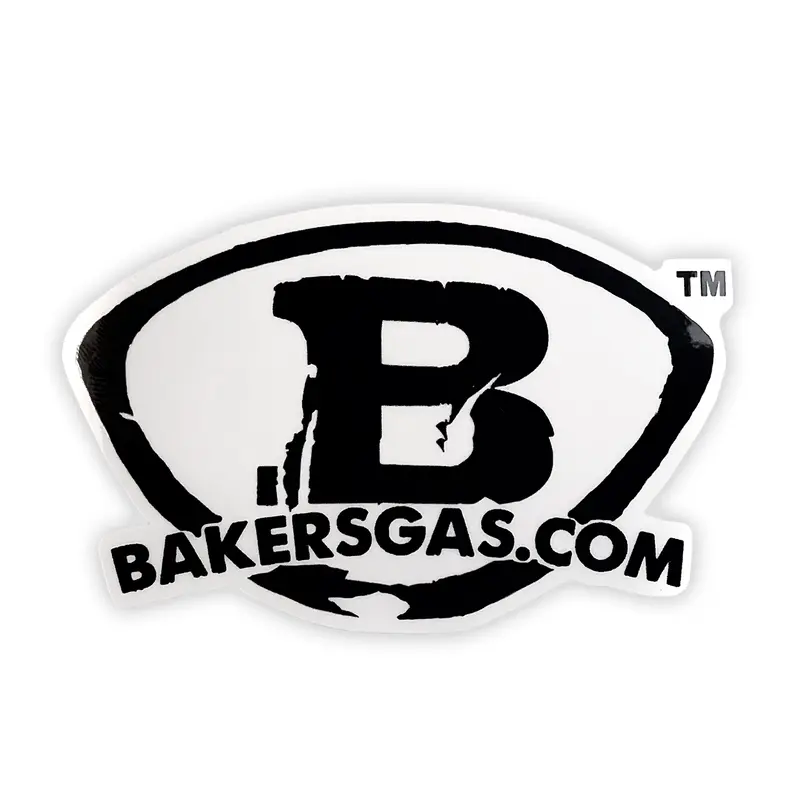 Baker’s Gas Clear Vinyl Logo Sticker – Decal for Gear or Helmets