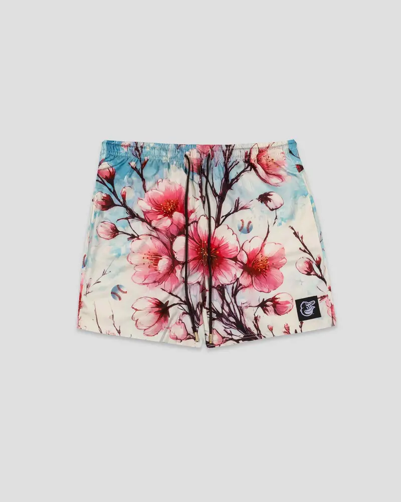 Baltimore Orioles Cherry Blossom Diamond Lux Satin Youth Shorts