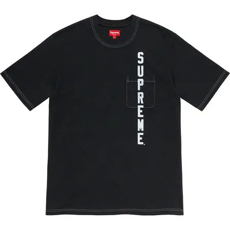 Black Contrast-Stitch Pocket T-Shirt by Supreme