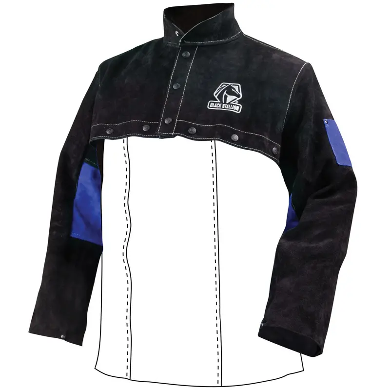 Black Stallion Color-Blocked Leather Cape Sleeves – JL1021-BB