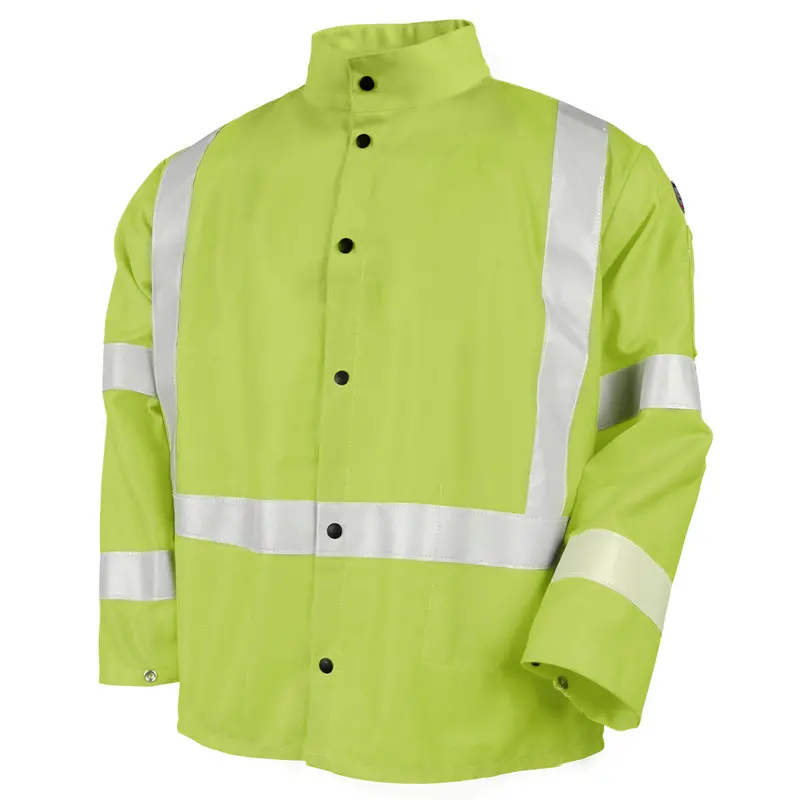 Black Stallion Flame-Resistant Safety Welding Jacket with Reflective Tape – Safety Lime