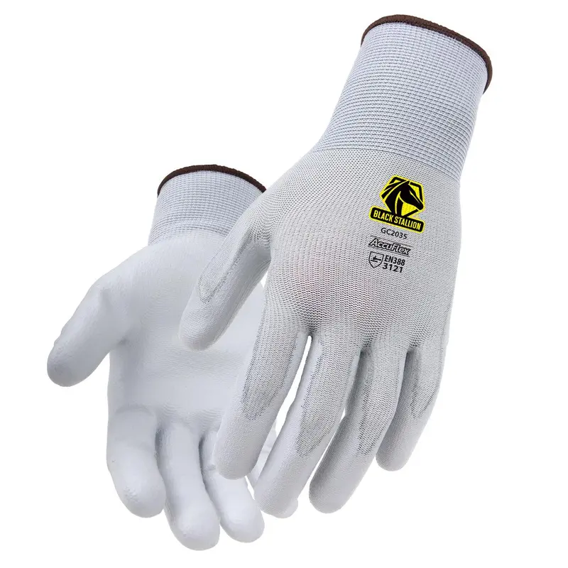 Black Stallion GC2035-GY AccuFlex PU-Coated Nylon Knit Glove – 13-Gauge, Pack of 12