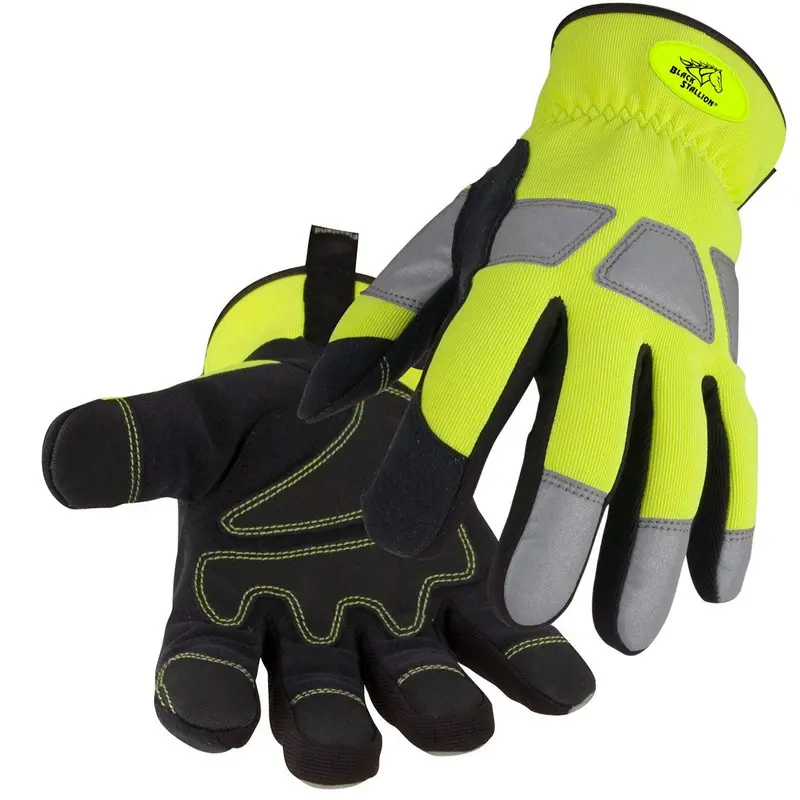 Black Stallion Hi-Visibility Mechanics Gloves with Synthetic Leather Palm – 98HV
