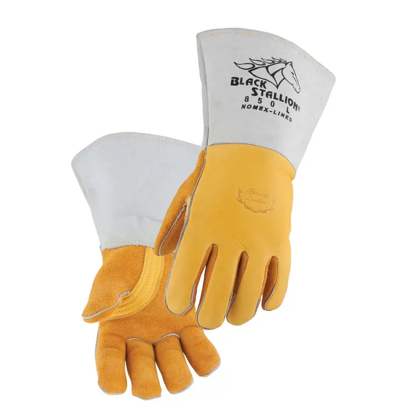Black Stallion Premium Grain Elkskin Stick Welding Glove with Nomex Back – Medium