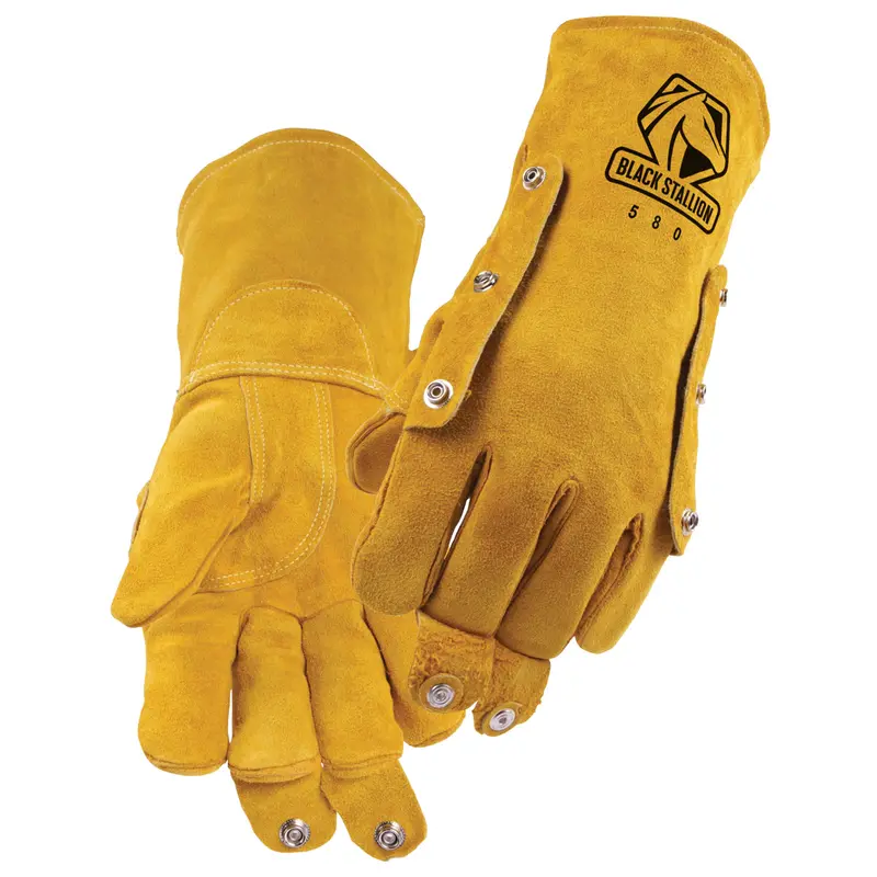 Black Stallion Split Cowhide Stick Welding Gloves with FluxGuard Snap Closure – Model 580