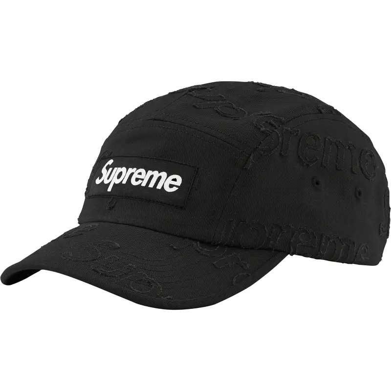 Black Supreme Laser-Cut Twill Camp Cap
