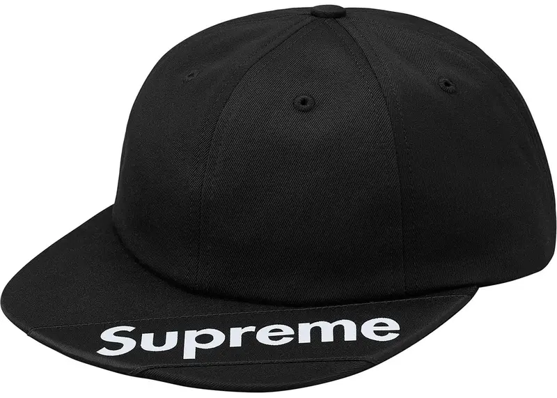Black Supreme Visor Label 6-Panel Cap