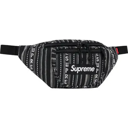 Black Woven Stripe Waist Bag from Supreme