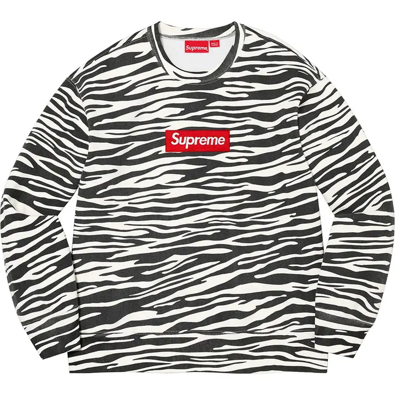 Box Logo Crewneck Sweater in Zebra Print – Supreme