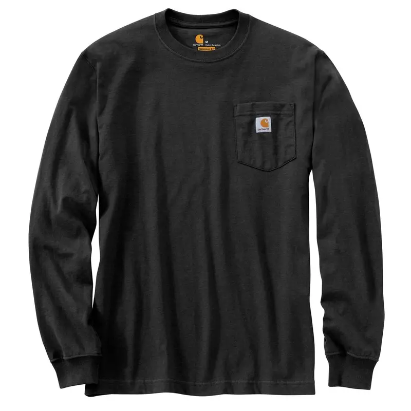Carhartt Black Heavyweight Long-Sleeve Pocket Tee