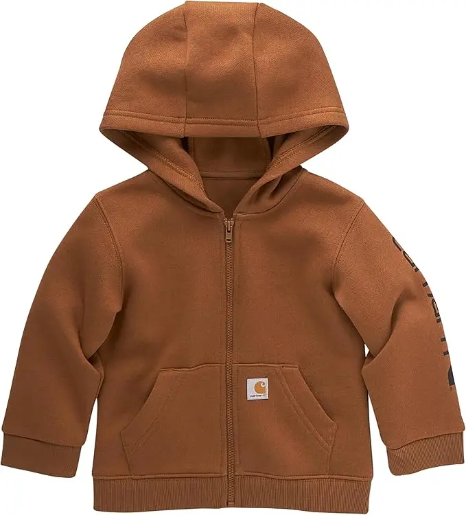Carhartt Brown Full-Zip Long-Sleeve Logo Sweatshirt