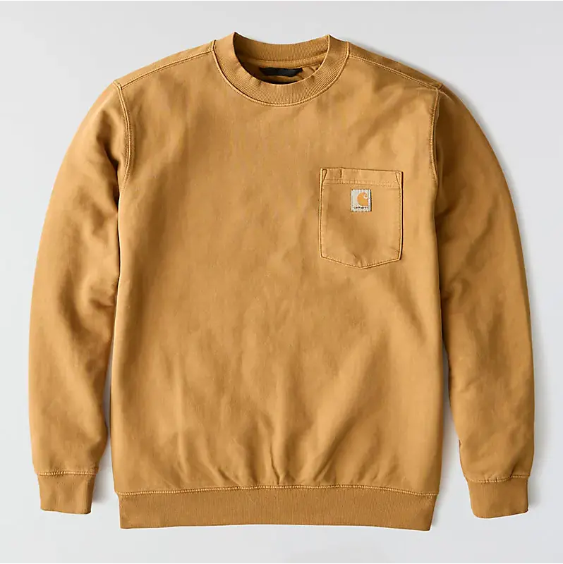 Carhartt Garment-Dyed Crewneck Sweatshirt with Pocket – Carhartt Brown