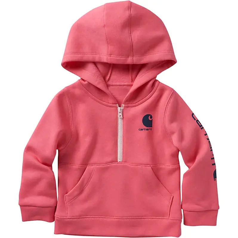 Carhartt Kids Half-Zip Long-Sleeve Sweatshirt in Blush Pink