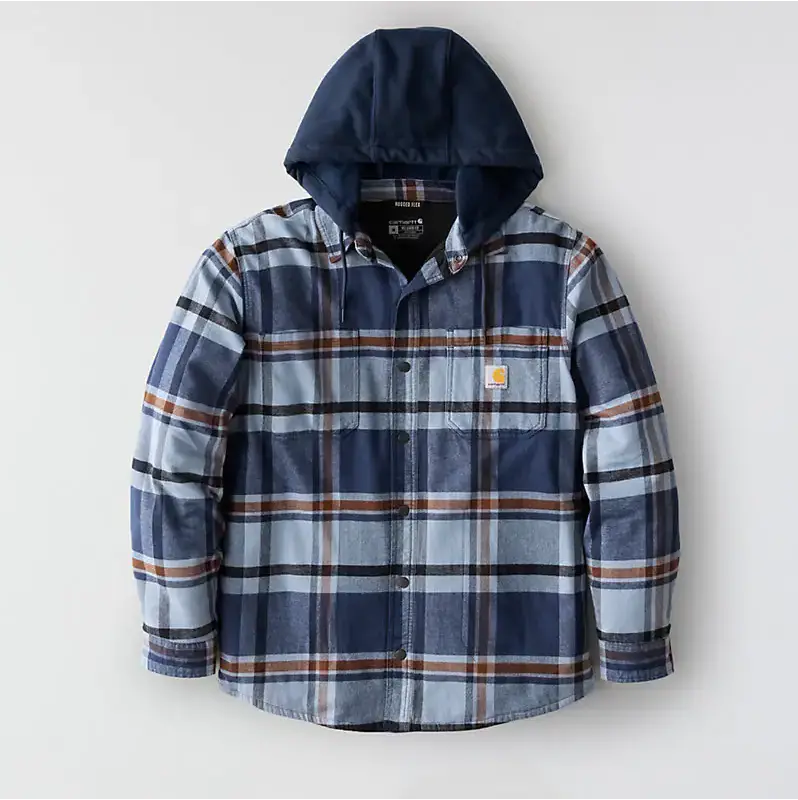 Carhartt Rugged Flex® Flannel Hoodie with Fleece Lining – Jac Navy