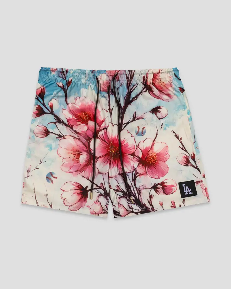 Cherry Blossom Diamond Lux Satin Shorts – Los Angeles Dodgers