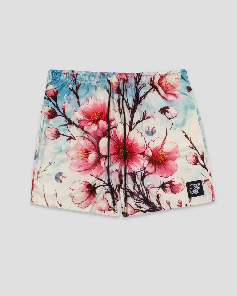 Cherry Blossom Lux Satin Baseball Shorts – Baltimore Orioles Edition