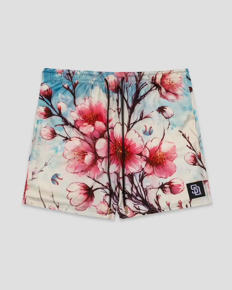 Cherry Blossom Lux Satin Baseball Shorts – San Diego Padres