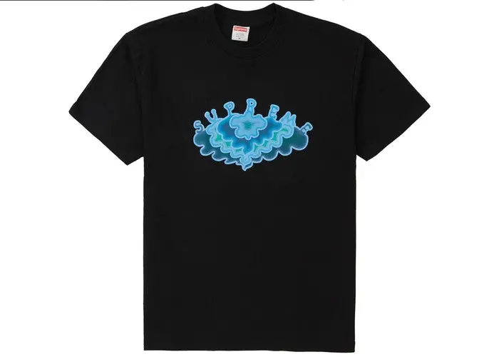 Cloud Motif Graphic Tee – Onyx Black Cotton