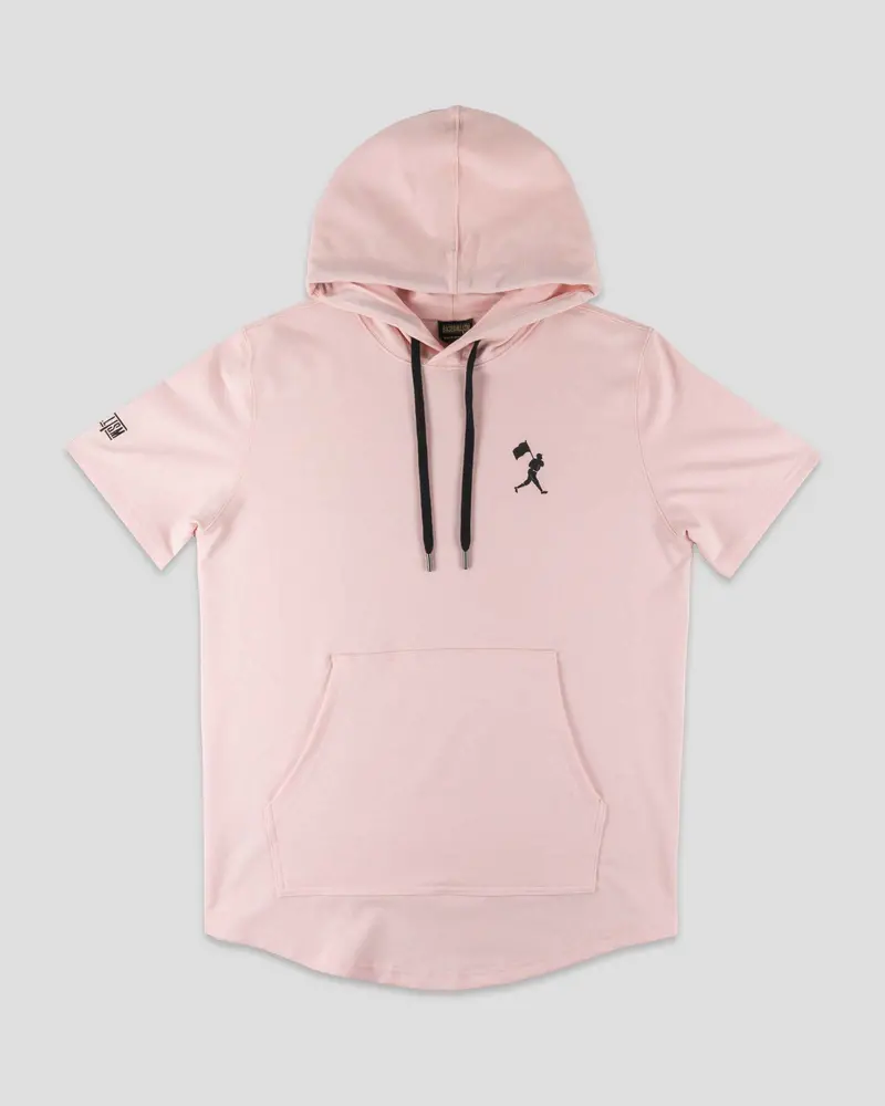 Cotton Candy Pink Flag Man Short-Sleeve Hoodie