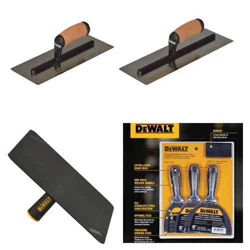 DeWALT 7mm Drywall Trowel, Hawk, and Utility Knife Combo Set