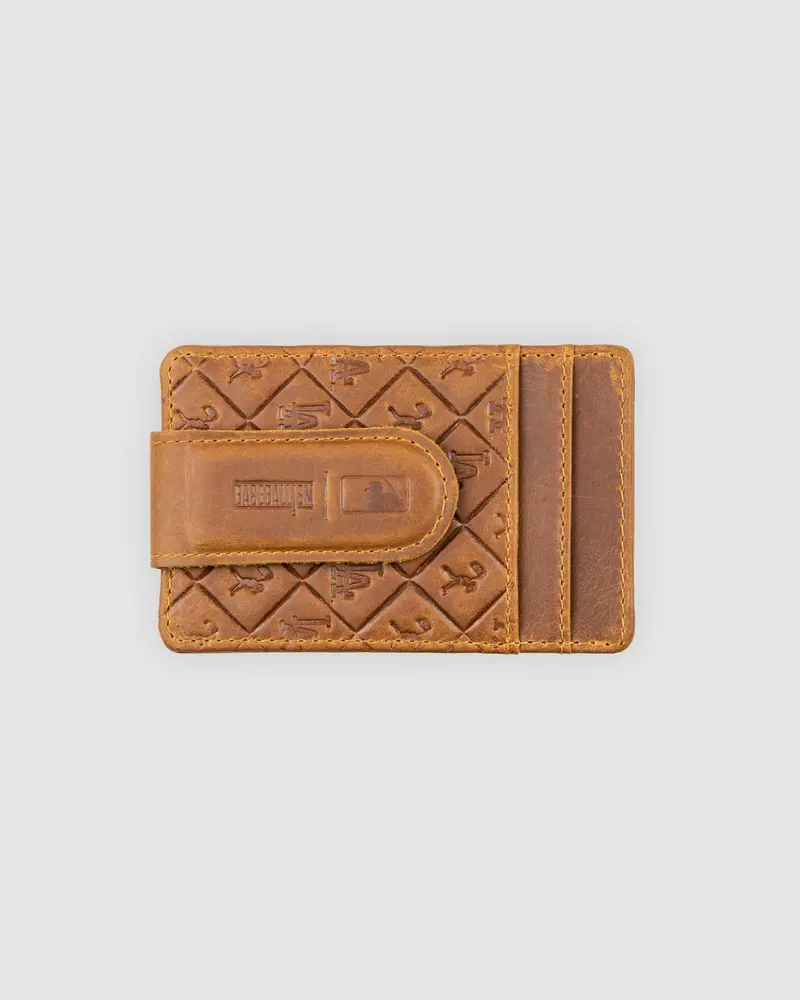 Flag Man Leather Money Clip Wallet Highlighting Baseball Glove Aesthetic – Los Angeles Dodgers