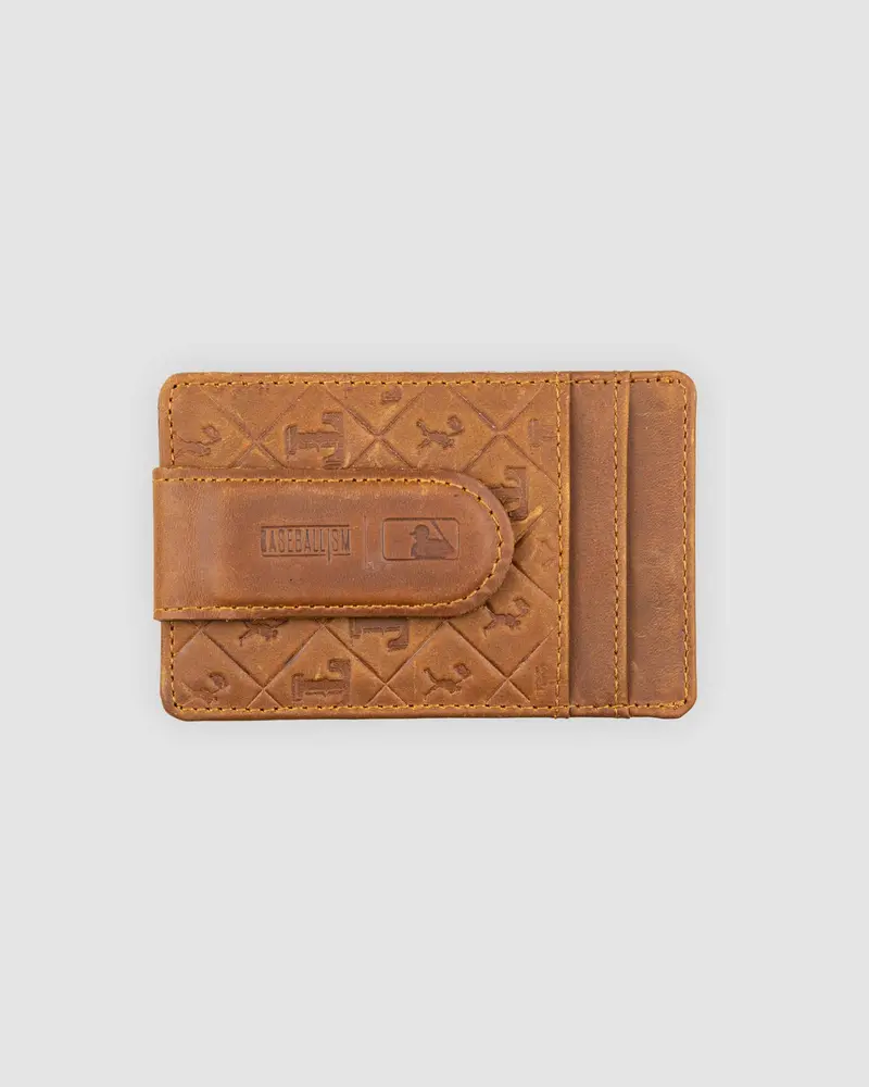 Flag Man Leather Money Clip Wallet Inspired by Baseball Gloves – Texas Rangers