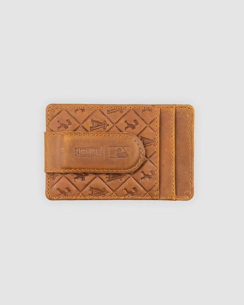 Flag Man Leather Money Clip Wallet with Baseball Glove Accent – Los Angeles Angels