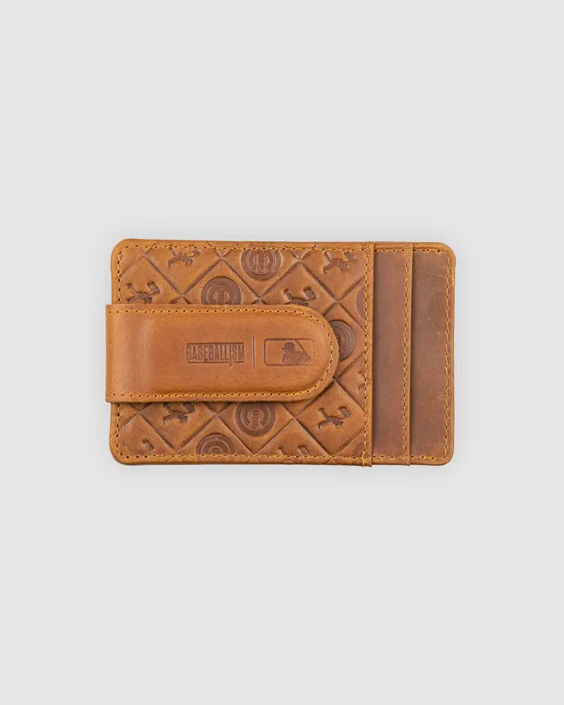 Flag Man Leather Money Clip Wallet with Glove Detail – Chicago Cubs