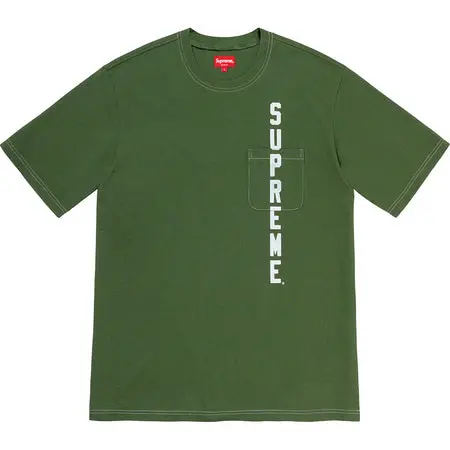 Green Contrast-Stitch Pocket T-Shirt by Supreme