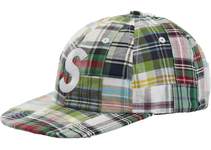 Green Patchwork Madras S-Logo 6-Panel Cap
