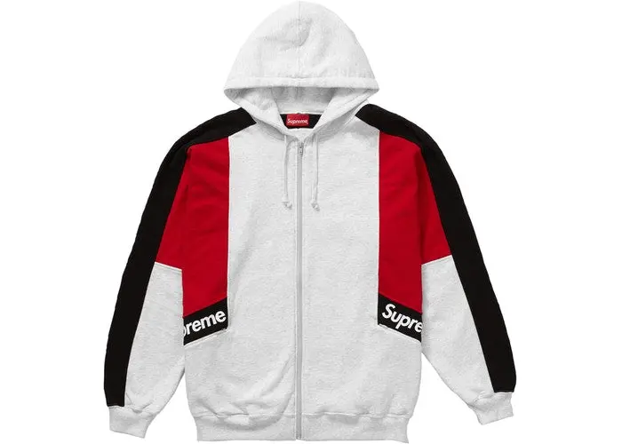 Grey Color-Blocked Hooded Zip-Up Sweatshirt by Supreme