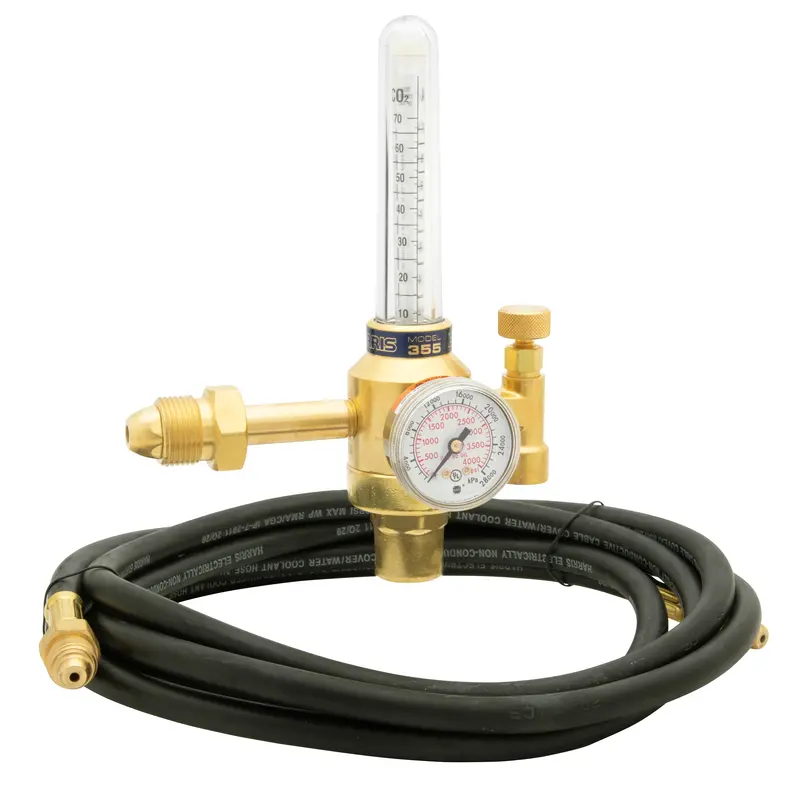 Harris Model 355-2Ar-58010 Dual-Gauge Flowmeter Regulator with Attached Hose – 3100211