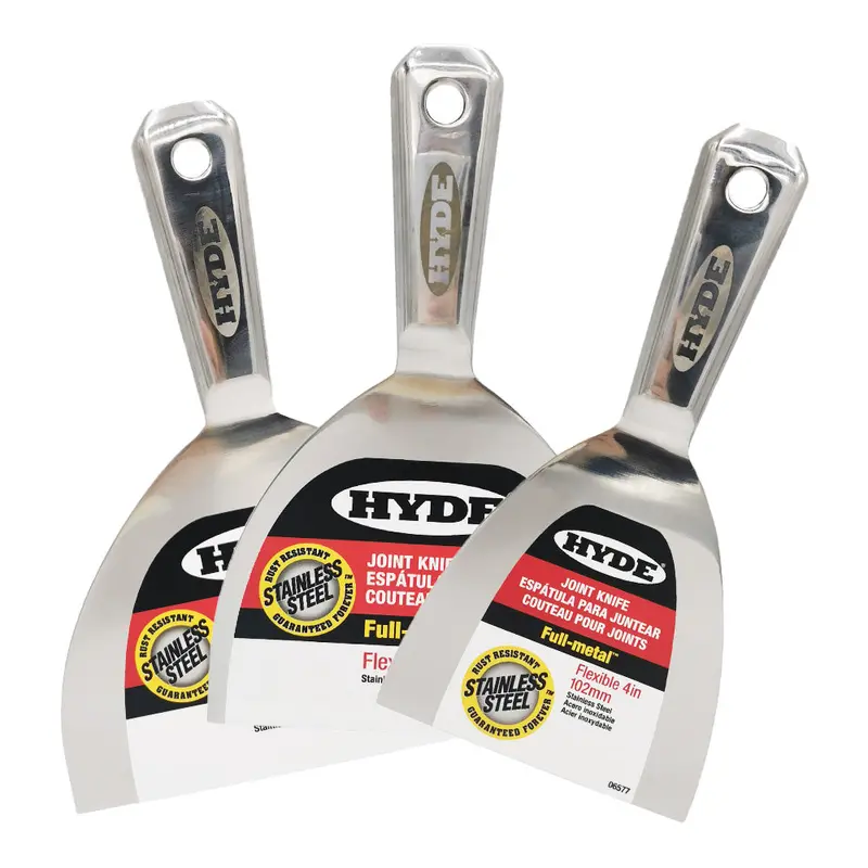 HYDE Full-Metal 3-Piece Joint Knife Set – Durable Drywall Taping Tools