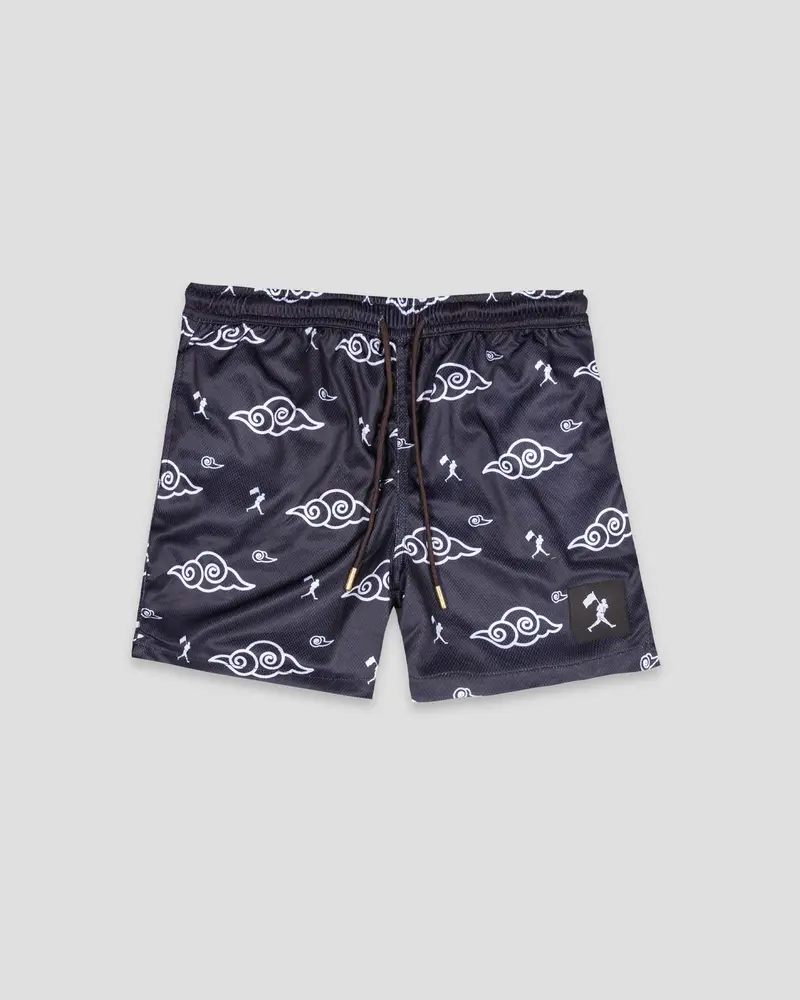Kumo (Cloud) Anime Diamond Air Mesh Youth Shorts – Black