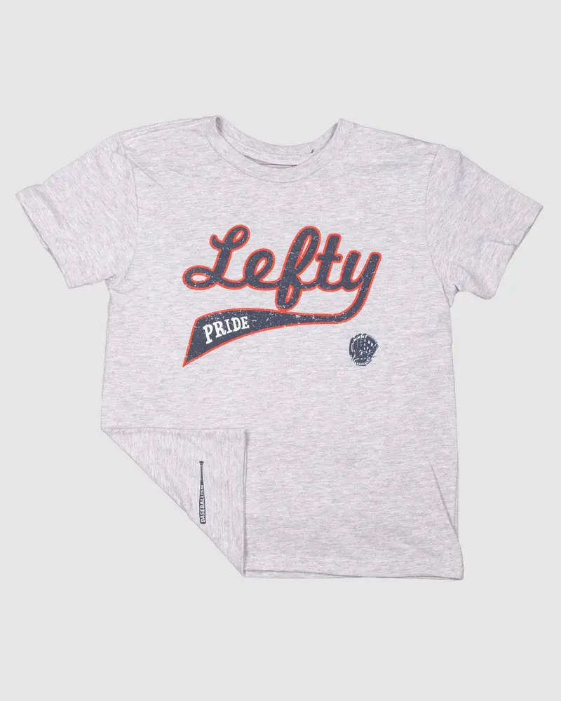 Leftee Youth Baseball Tee – Grey