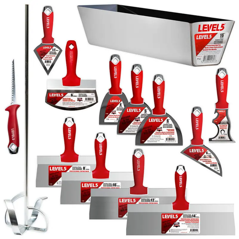 Level 5 Deluxe Stainless Steel Hand Tool Set for Drywall and Plastering