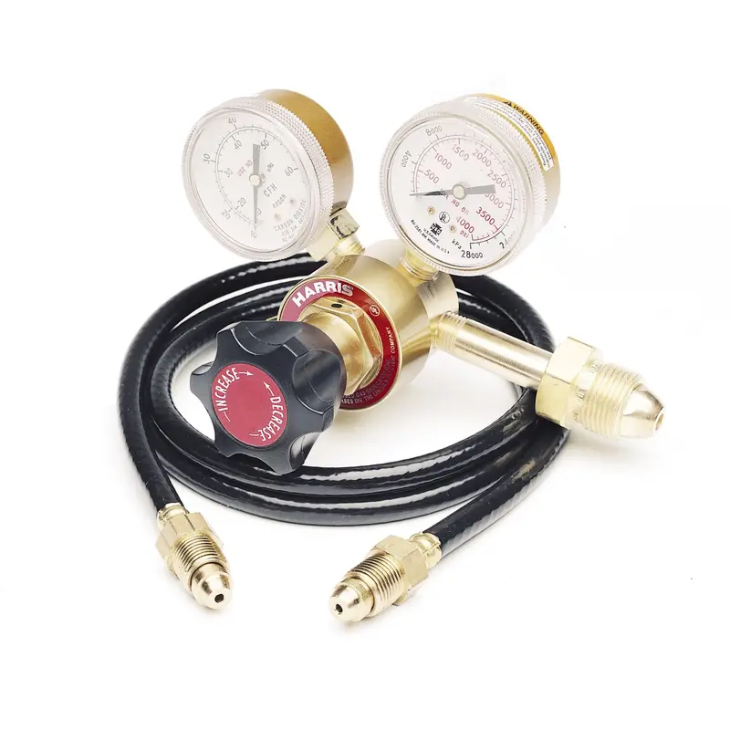Lincoln Deluxe Adjustable Gas Regulator & Hose Kit – Dual-Gauge Design (K586-1)