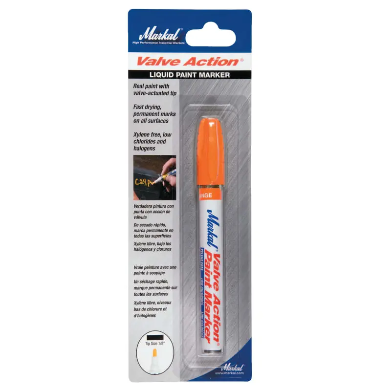 Markal Valve Action Paint Marker – Orange, 1/8-Inch Tip, Medium Flow – 96807