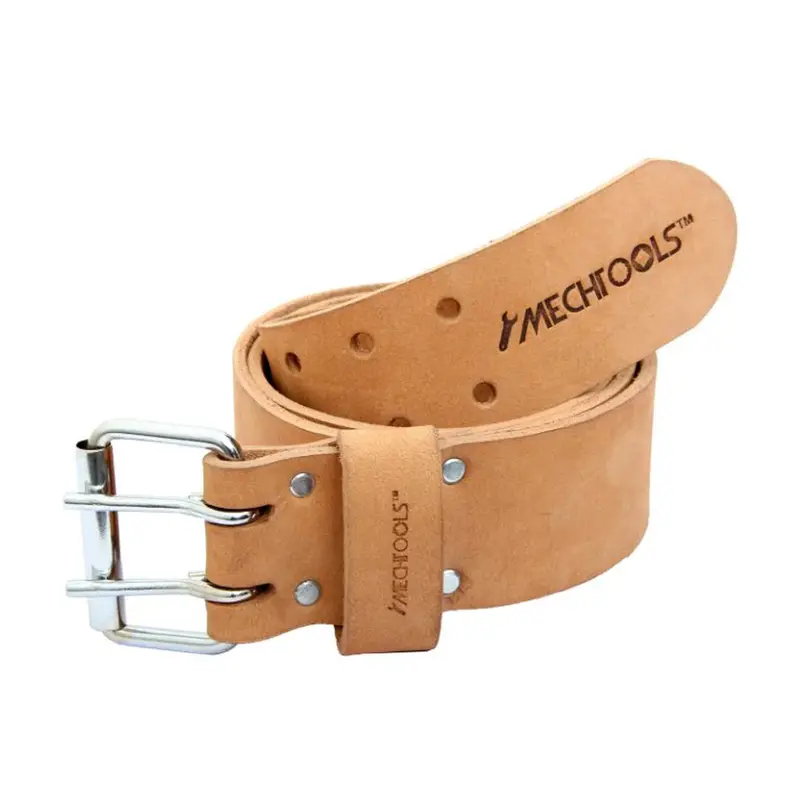 MechTools Double-Buckle Natural Leather Tool Belt – 2-Inch Width