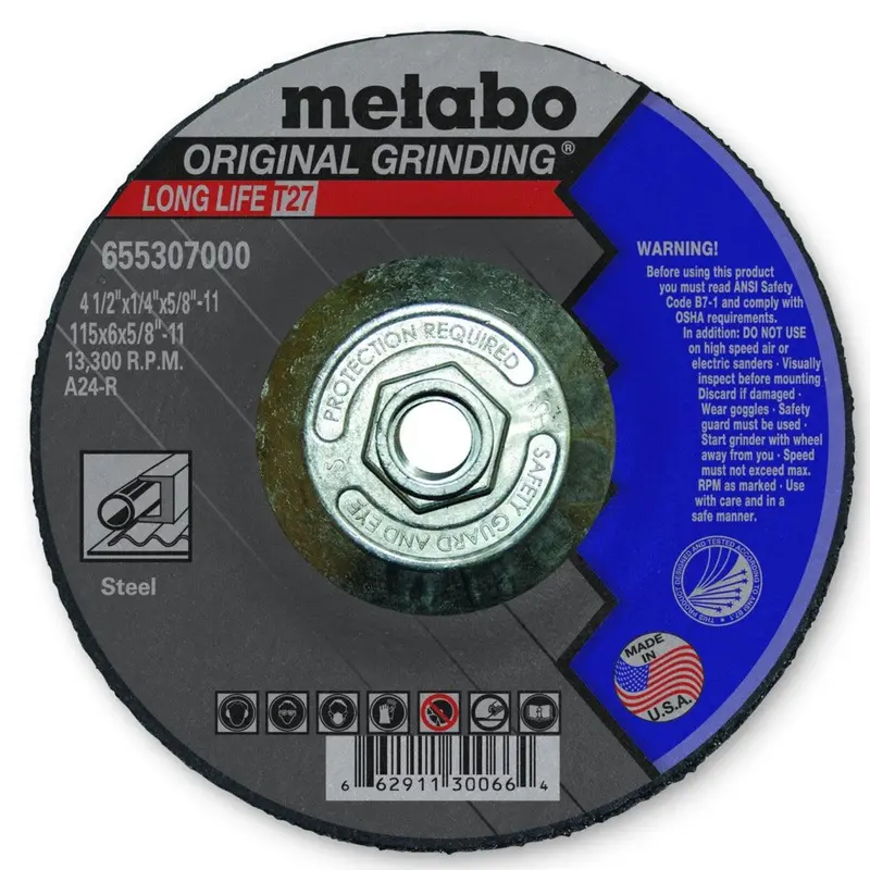 Metabo General-Purpose Grinding Wheel – 4.5″ x 0.25″ x 5/8″, 10-Pack