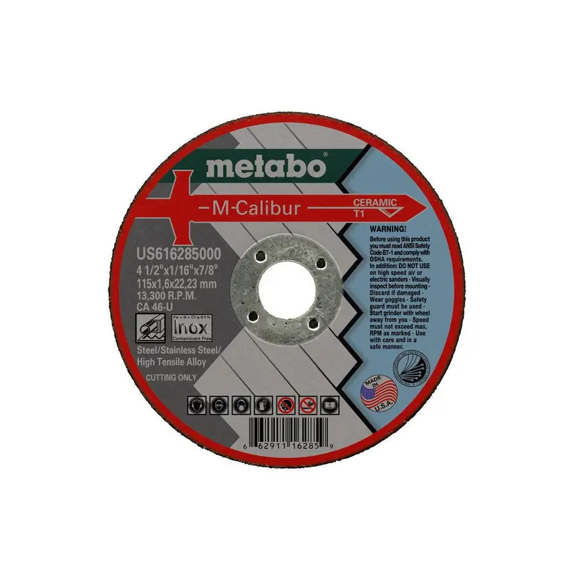 Metabo M-Calibur Ceramic Cutting Wheel – 4.5-Inch Diameter, 7/8-Inch Arbor, Pack of 25
