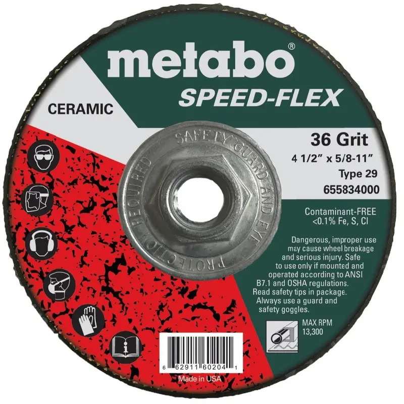 Metabo Speed-Flex 36 Premium Grinding Wheels – 5/8″-11 Arbor, Pack of 10