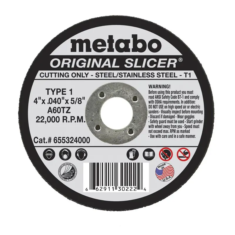 Metabo Type 1 Original 4″ x 0.040″ x 5/8″ Cutting Wheels – 50-Pack (655324000)
