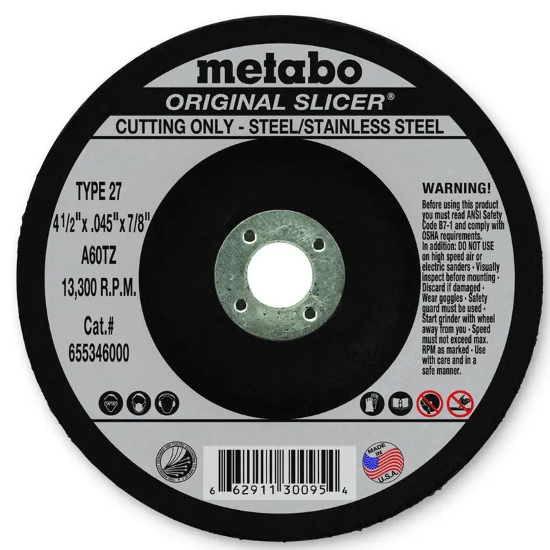 Metabo Type 27 Original 4.5″ x 0.045″ x 7/8″ Cutting Wheels – 50-Pack (655346000)